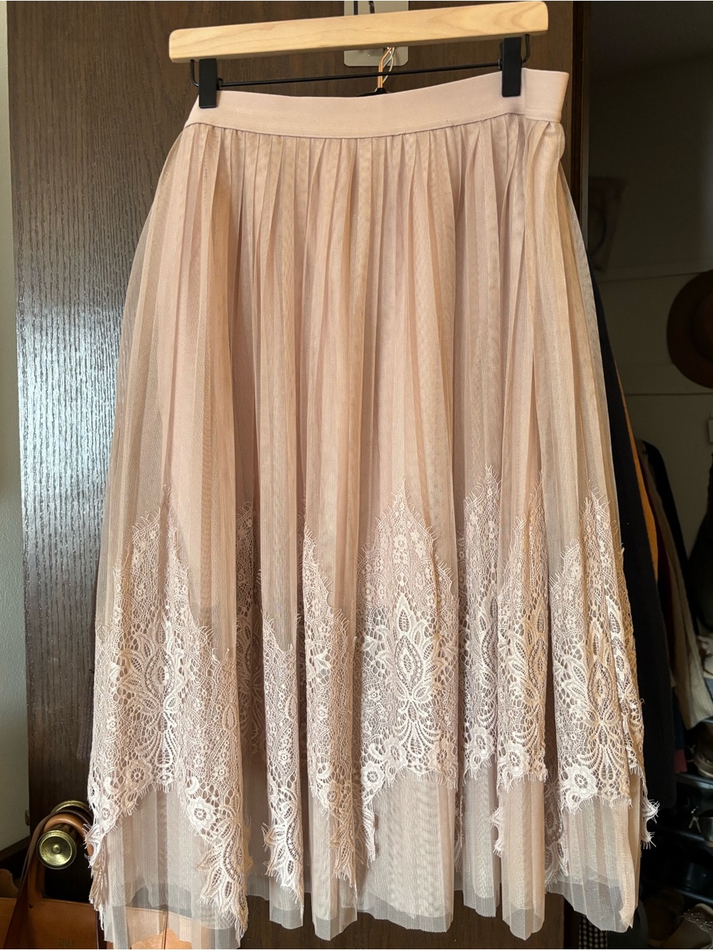 New York & Co pink tulle lace skirt XL